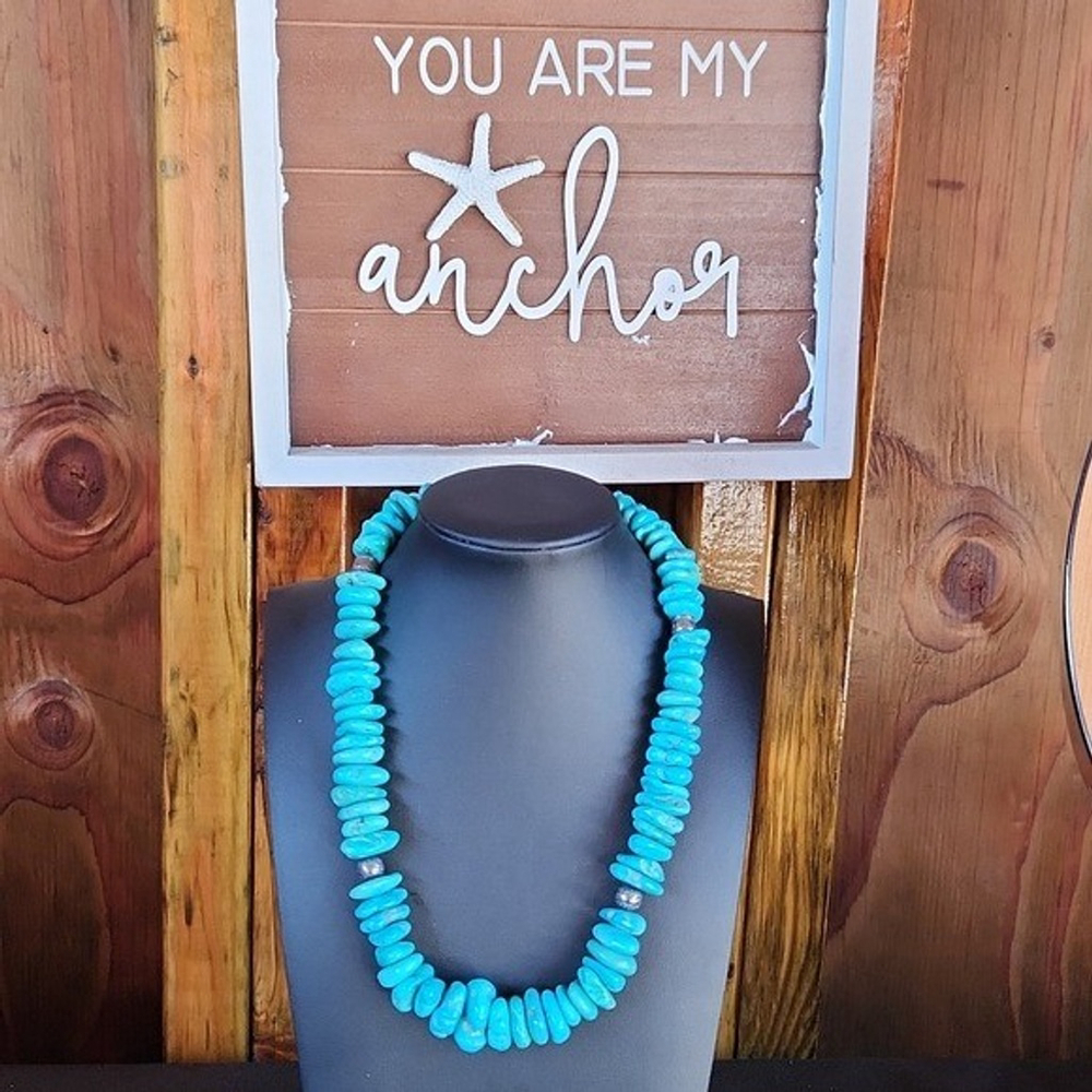 Turquoise Gemstone Beaded Statement Necklace Natural Stones